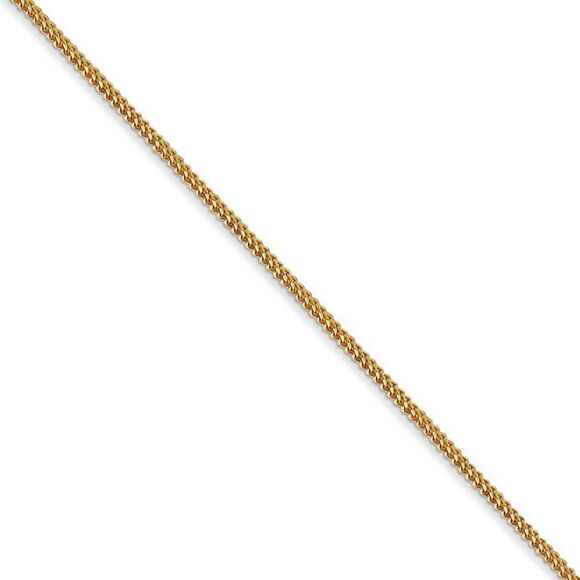 0.9mm, 14k Yellow Gold, Solid Franco Chain Necklace, 18 Inch - Picture 1 of 8